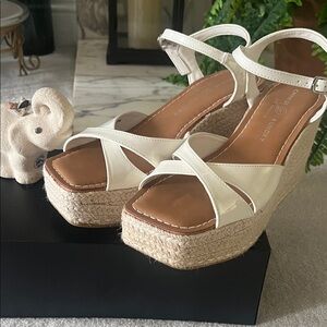 Call It Spring Cream Wedge Sandals